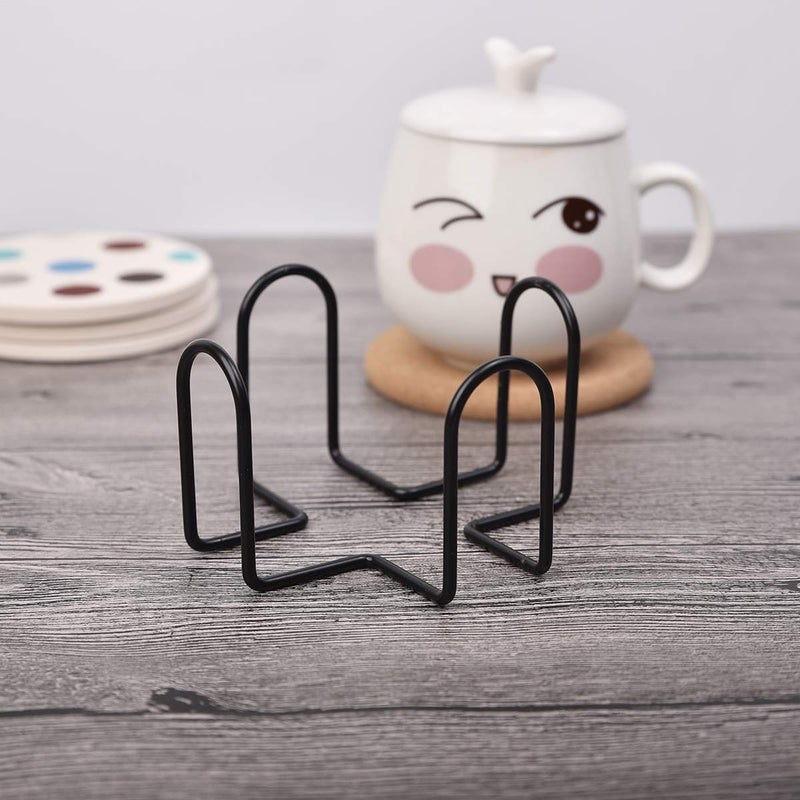 MOYODOR Coaster Holder 4.3 Inch Black Iron Metal Holder Storage Caddy for Both Round and Square Coasters Fit 4 to 9 Pieces Coasters (2 PC) - Image 5